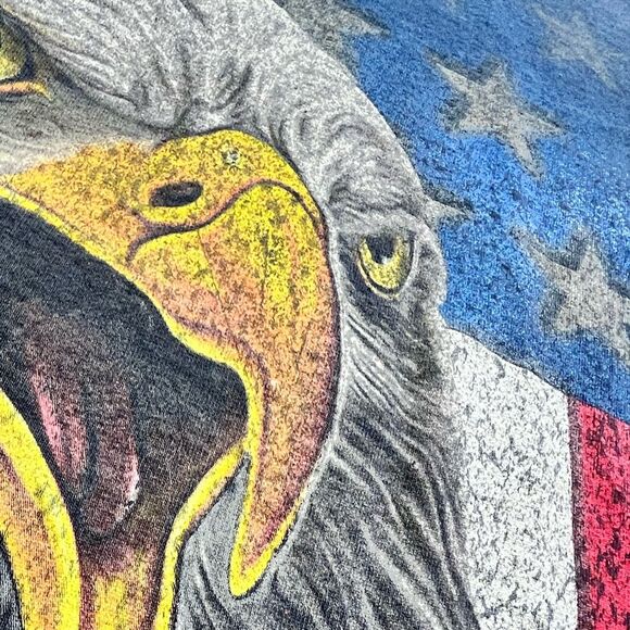 Vintage Bald Eagle USA 100% Navy Cotton Graphic Tee Mens Size XL - Picture 4 of 12